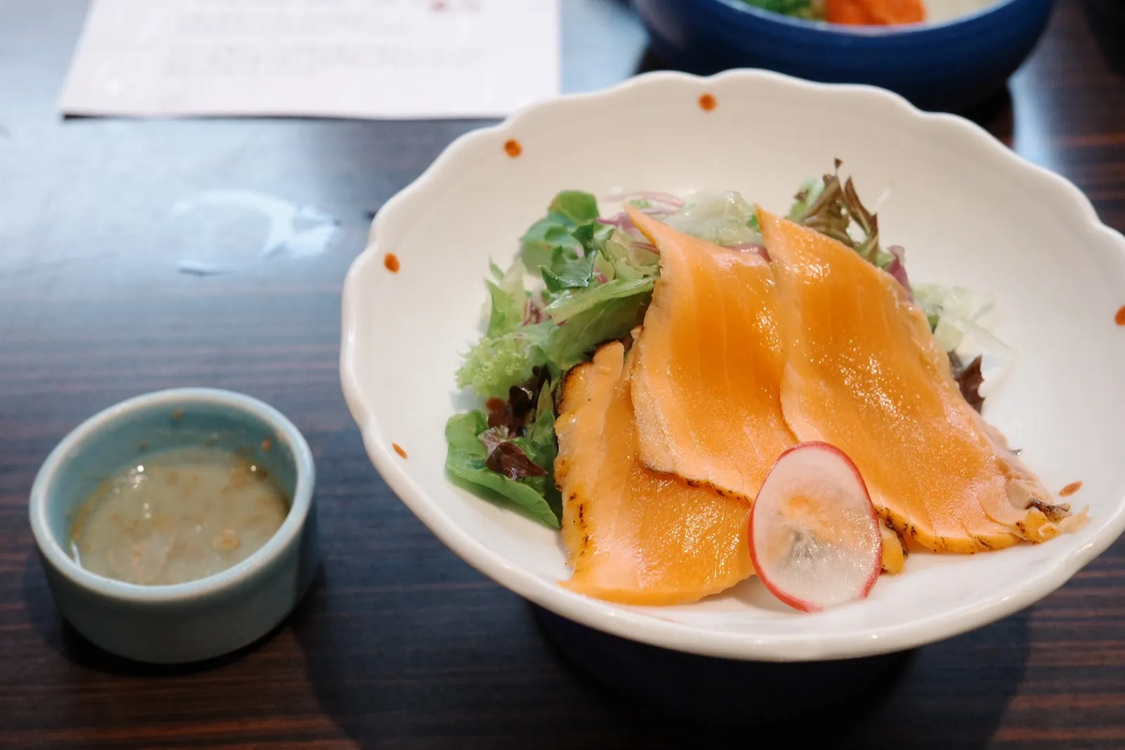 季の湯 雪月花の夕食のサーモン料理
