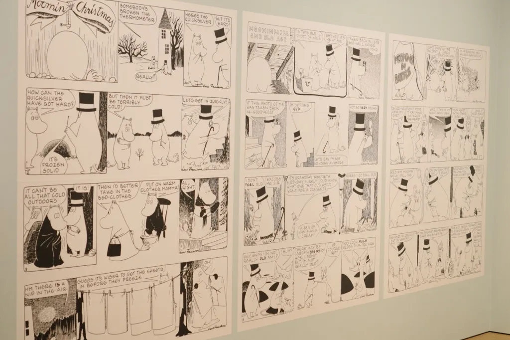 HAM のトーベ・ヤンソンのギャラリーに展示されたムーミンのコミック