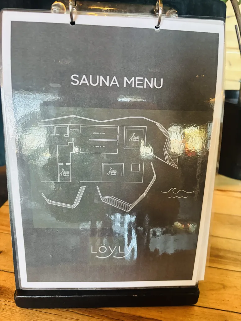 ロウリュの館内の平面図つき SAUNA MENU