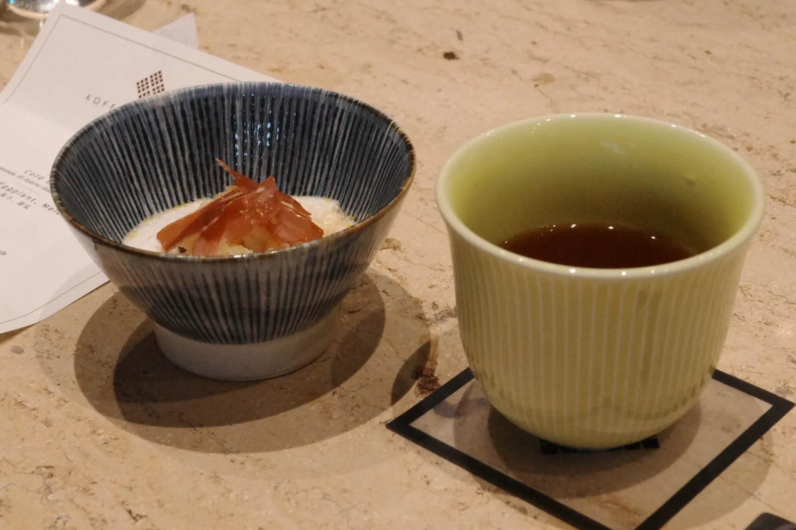 コーヒー出汁のご飯と塩豚の椀、フィルターコーヒー